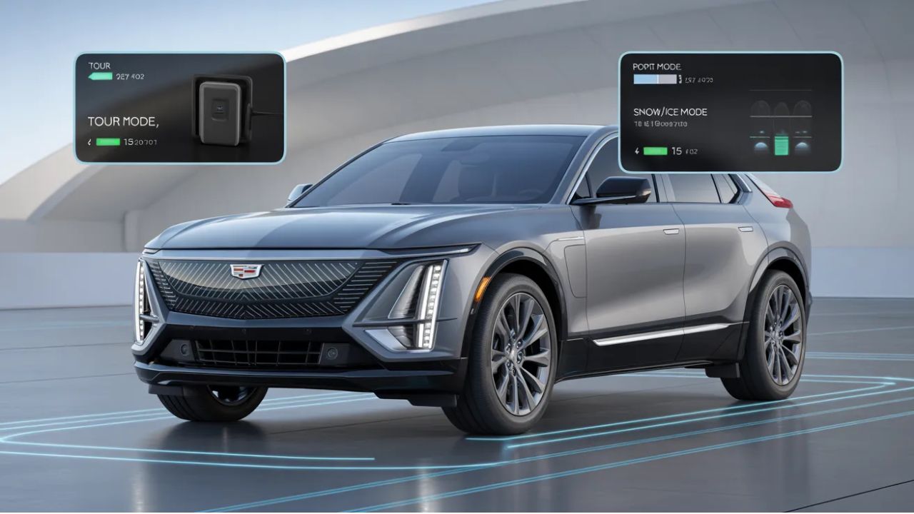 Techlynex images Do the driving modes in the Cadillac Lyriq offer different ranges or battery usages?